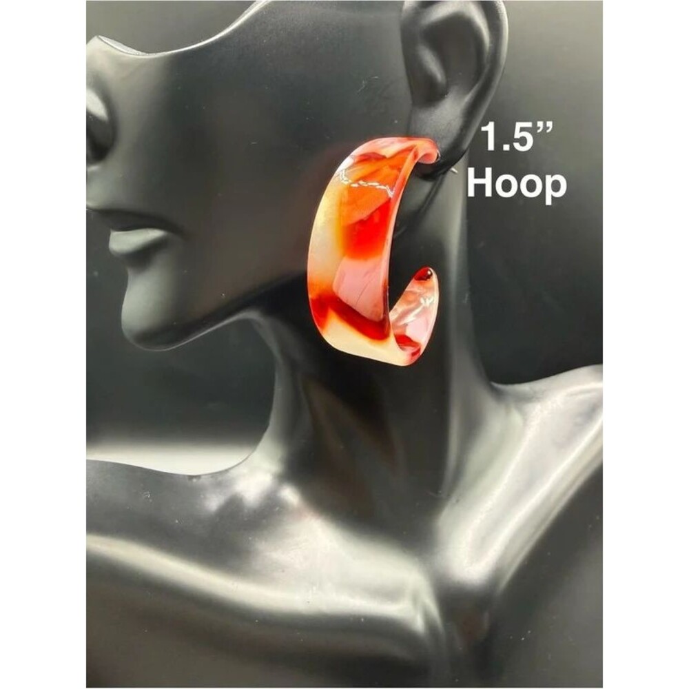 E21. Bold Red Hoop Earrings